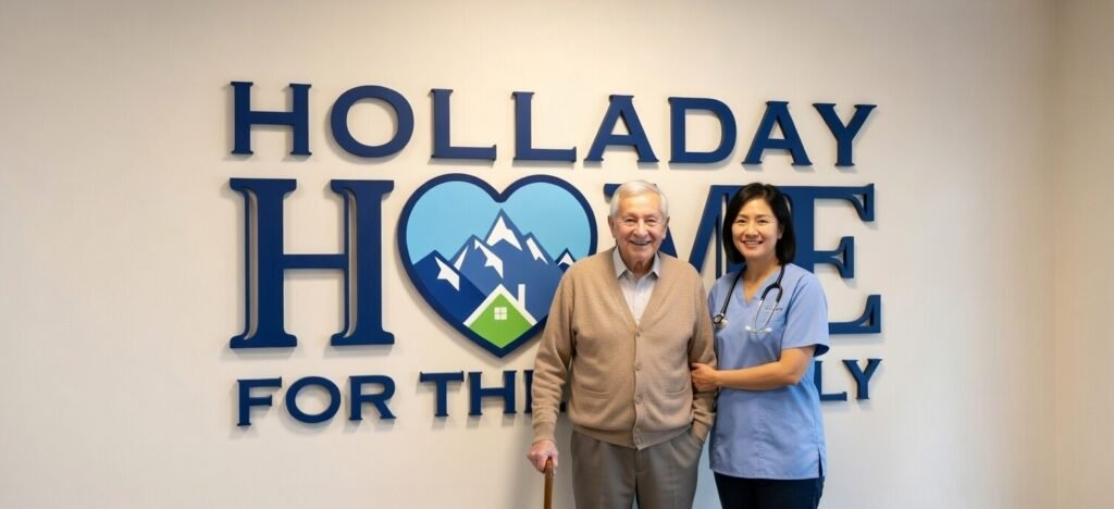 logo on wall with man 2 logo on wall with man 2