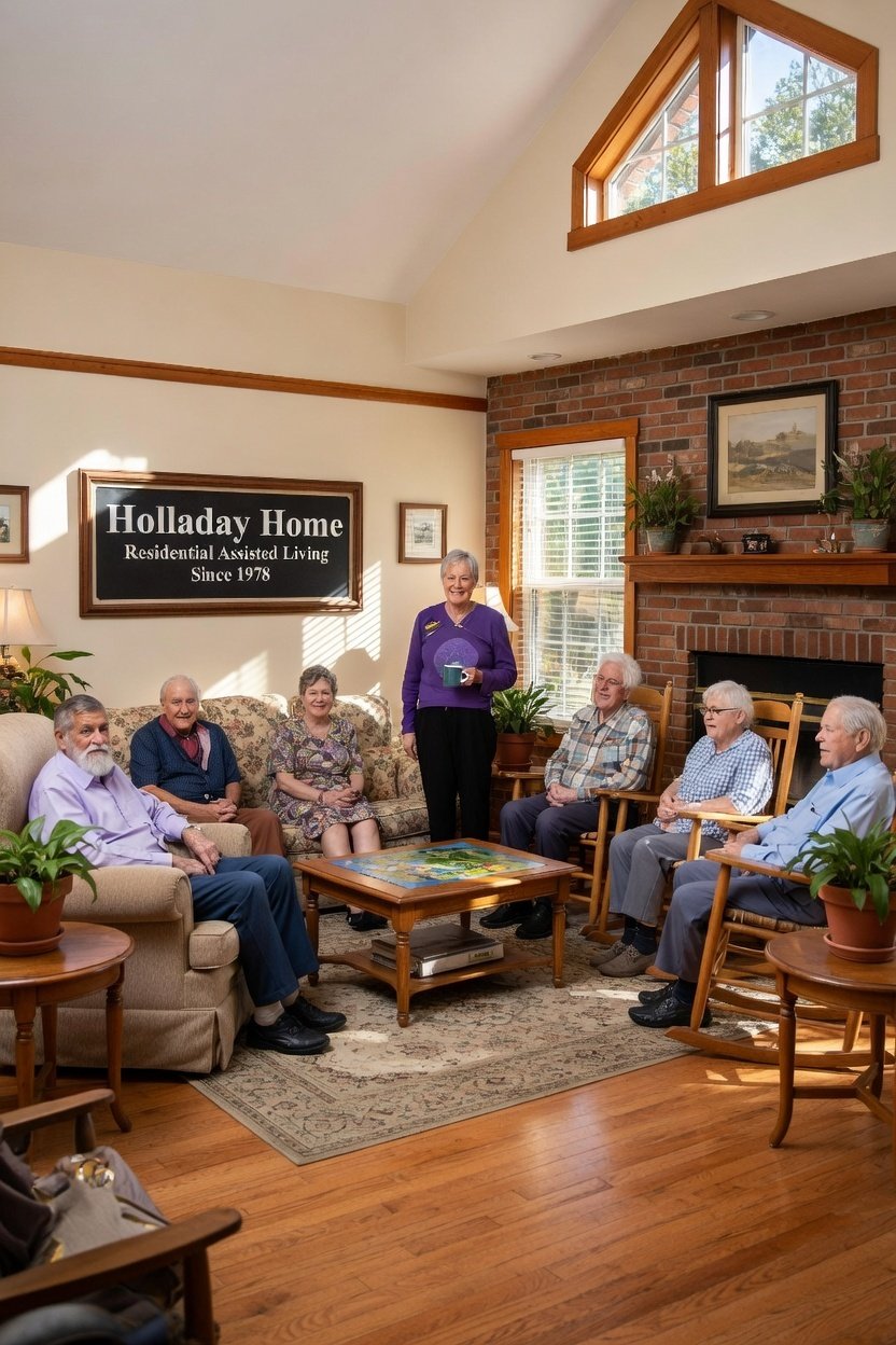 The Advantages of Residential Assisted Living in the Salt Lake Valley residents sitting in living room